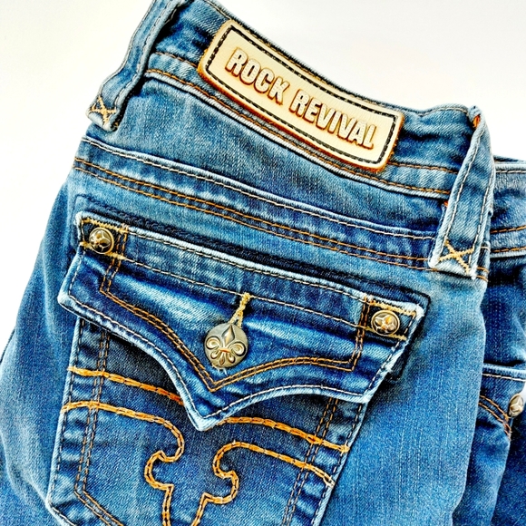 Rock Revival Denim Jessica Skinny Jeans 28 Medium Wash 32" inseam (tall) - Picture 1 of 9